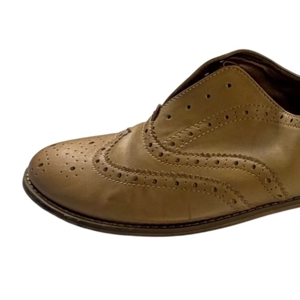 Melrose and Market Tan Brogue‎ Wingtip Laceless Oxford Shoes 10M